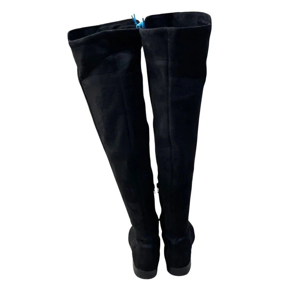 Ann Taylor OTK Carlene Boot Black Flat Suede Size 8 Almond Toe